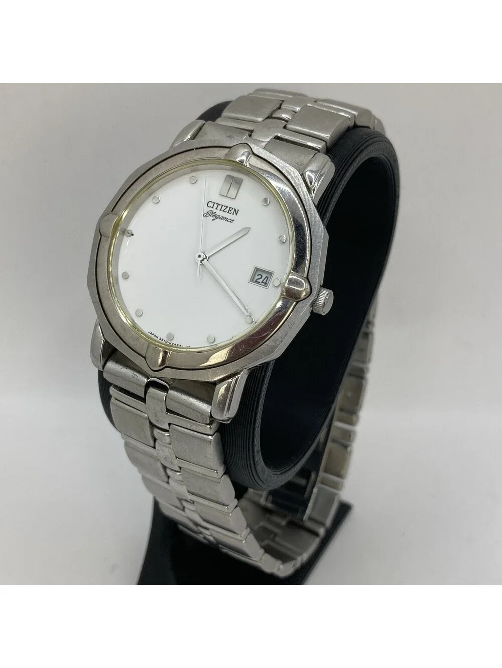 Men’s Citizen Elegance Watch White Dial Date Steel Quartz 5510-H15041 35mm Runs